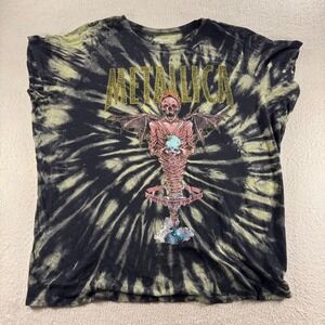 Metallica‎ Tie Dye Sleeveless T-Shirt Skull Graphic Band Rock Concert Oversized